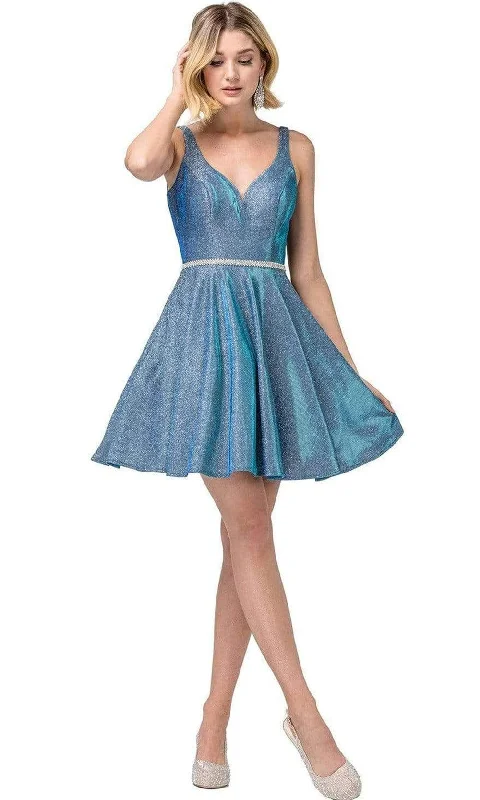 Act Now Dancing Queen - 3142 V-Neck Pleated A-Line Cocktail Dress