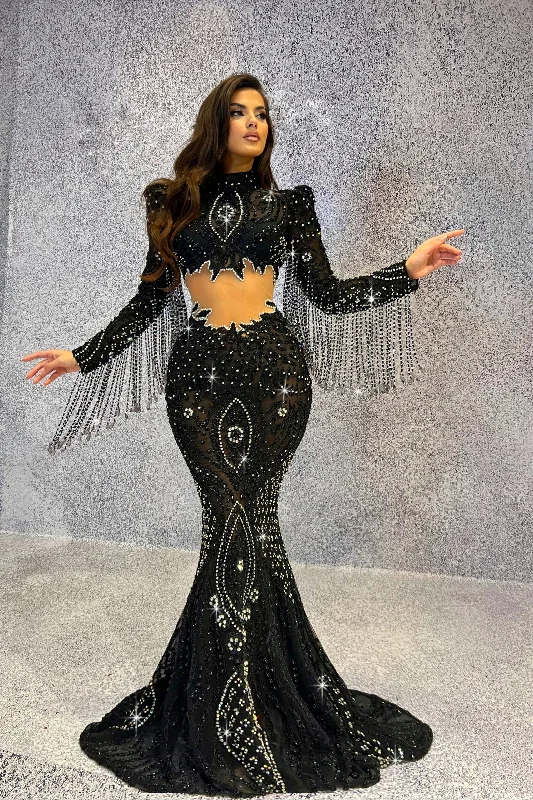 Value Deals Luxury Black Mermaid Evening Dress