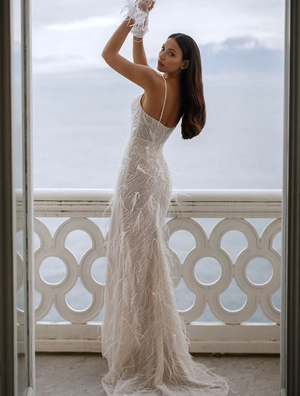 Exclusive Offers Ivory Feather  White Wedding Dress