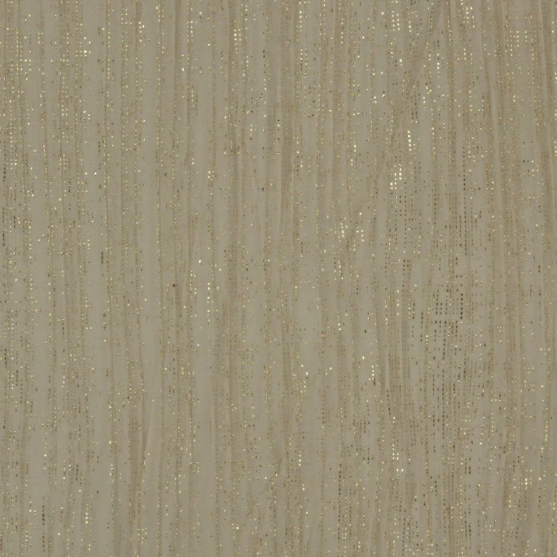 Major Savings Beige Pleated Tulle with Gold Glitter Pixel Fabric