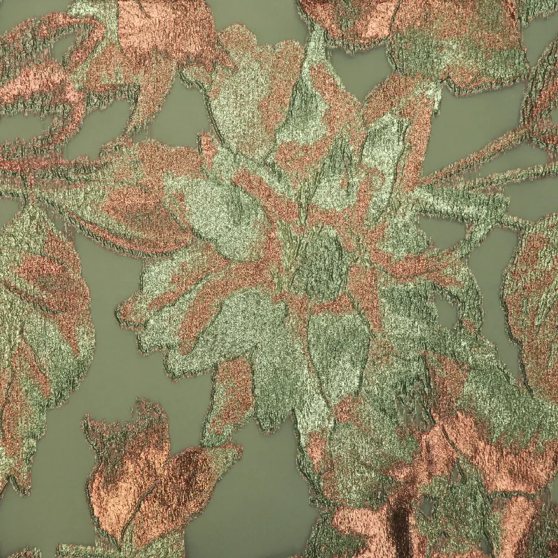 Massive Deals Copper and Gold Abstract Textured Brocade Fabric
