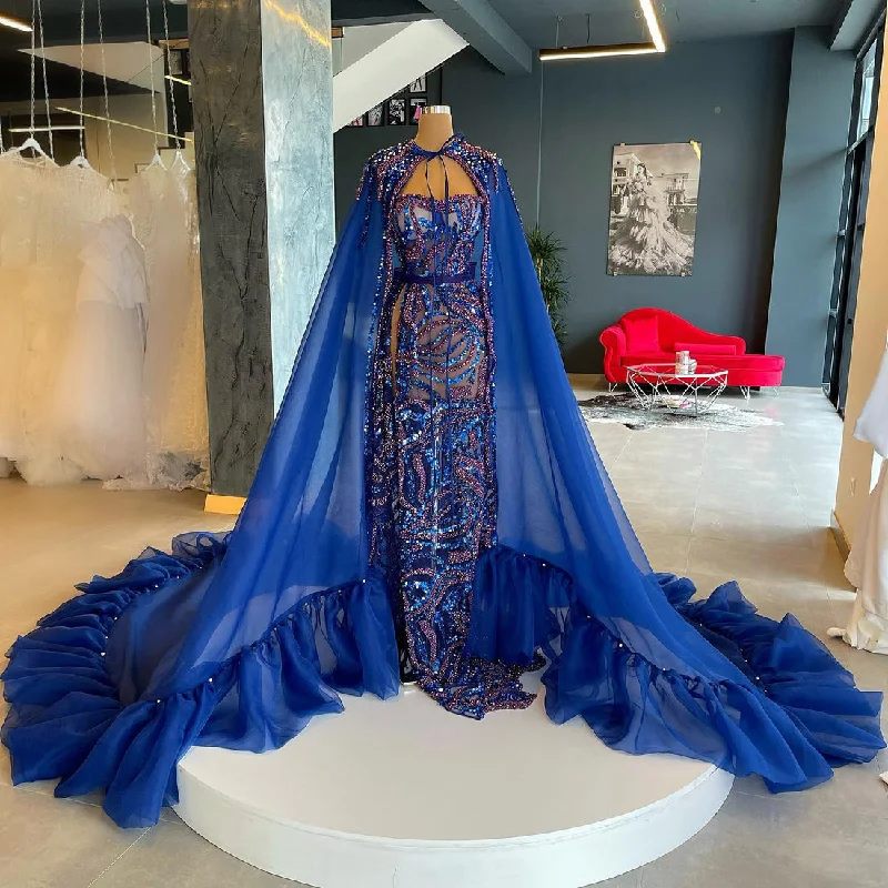Reduced Prices 2 Piece Elegant Blue Sequins Prom Dress