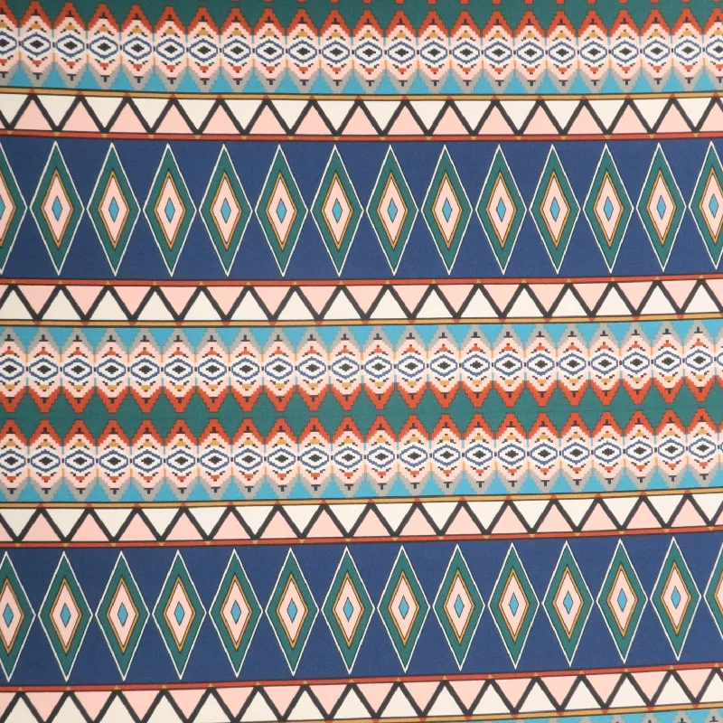 Savings Galore Blue, Green and Red Abstract Printed Jersey Stretch Fabric
