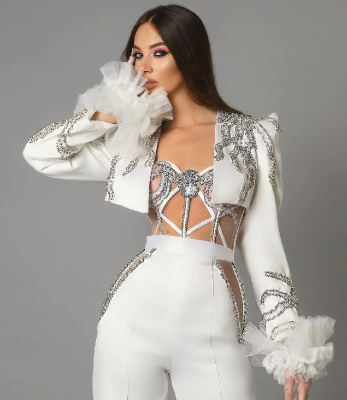 Final Clearance Olivia White Evening Dress