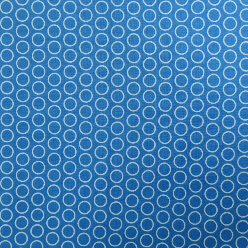 New Deals White Circles on Blue Background Printed Cotton