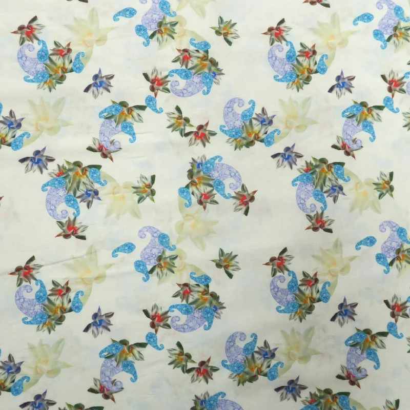 Unbeatable Prices Blue and Purple Paisley Pattern Printed Cotton Blended Broadcloth