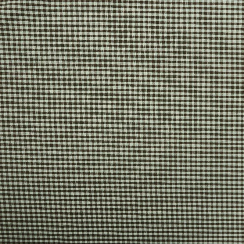 Special Offer Chocolate Brown and White Shepards Check Cotton Blended Broadcloth