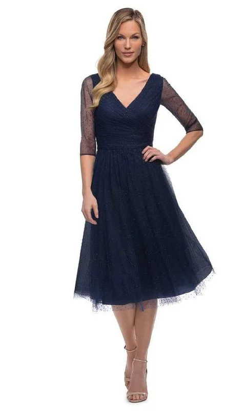 Best Bargains La Femme - V-Neck Knee-Length Cocktail Dress 29229