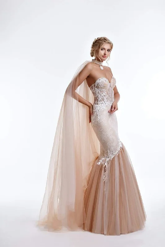 Stock Clearance Beige Mermaid Wedding Dress