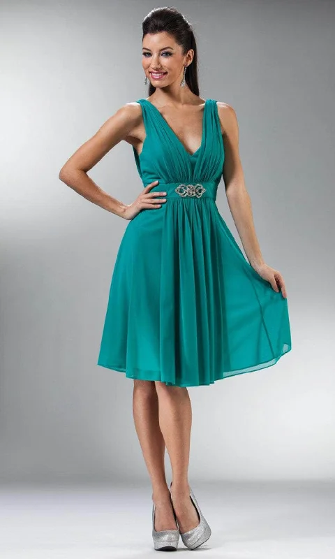 Price Drop Cinderella Divine 3915 - Chiffon Knee Length Dress