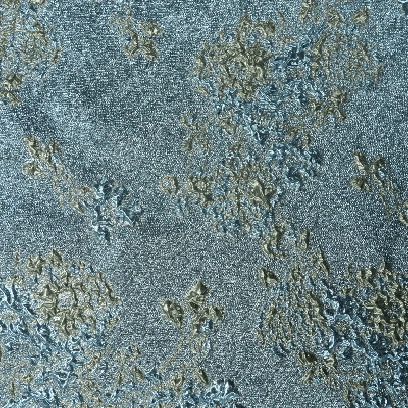 Discount Mania Blue and Pink Abstract Textured Brocade Fabric