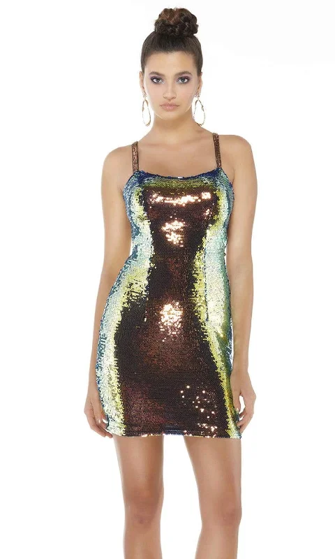 Extra Savings Alyce Paris - 4347 Sexy Cutout Back Opal Sequin Cocktail Dress