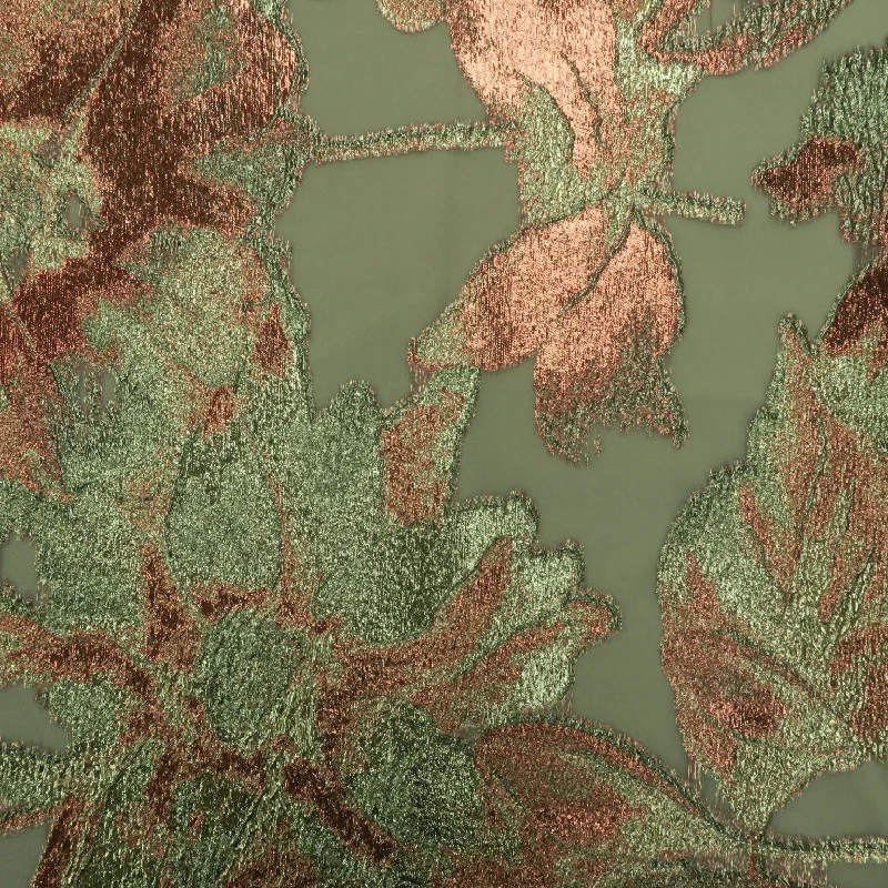 Limited Availability Orange and Gold Abstract Textured Brocade Fabric