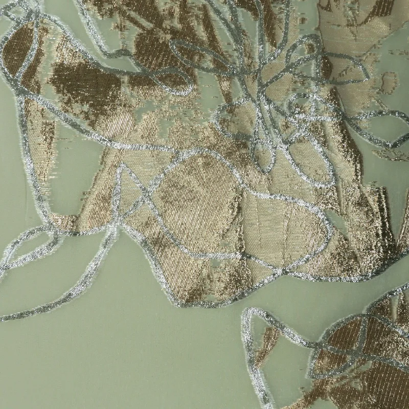 Big Discounts Silver and Gold Abstract Textured Brocade Fabric