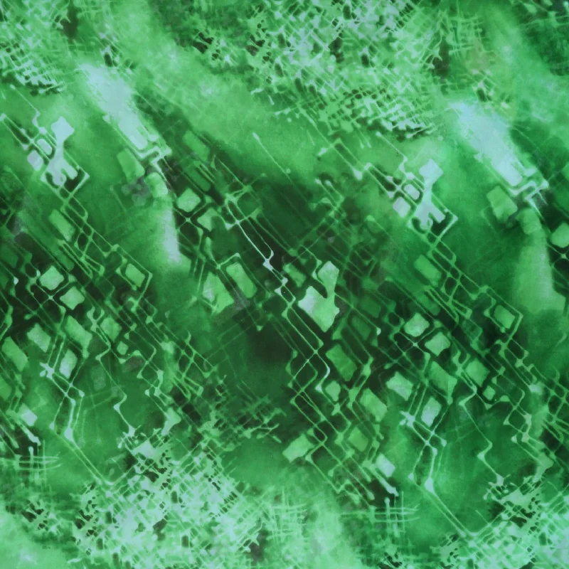 Great Deals Green and Black Printed Silk Chiffon Fabric