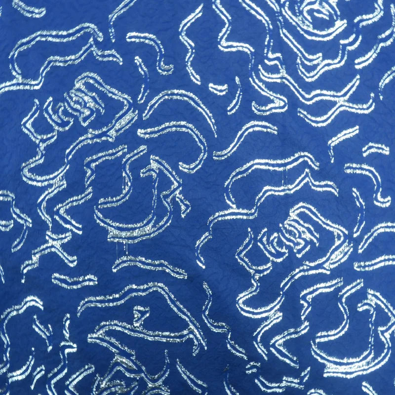Weekend Special Navy and Blue Abstract Textured Brocade Fabric