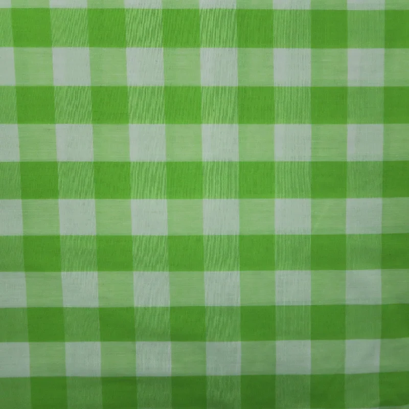 Exclusive Savings Lime Green and White Gingham Cotton Blended Broadcloth