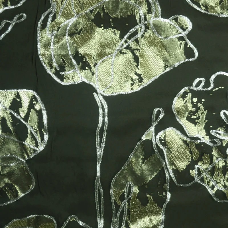 Deal Dash Black and Gold Abstract Textured Brocade Fabric