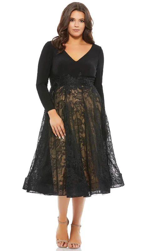 Daily Deals Mac Duggal 67897 - Long Sleeve V Neck Cocktail Dress
