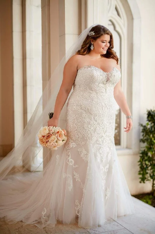 Super Deal Off Shoulder Plus Size Wedding Gown