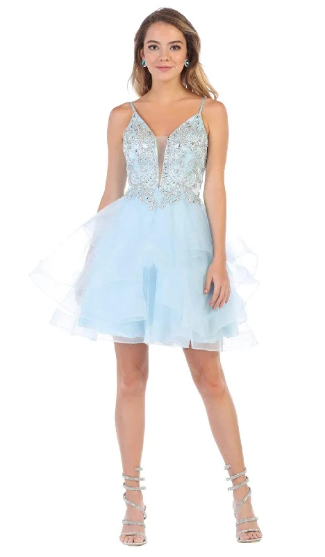 Reduced Prices May Queen - RQ7719 Jeweled Corset Back A-Line Dress