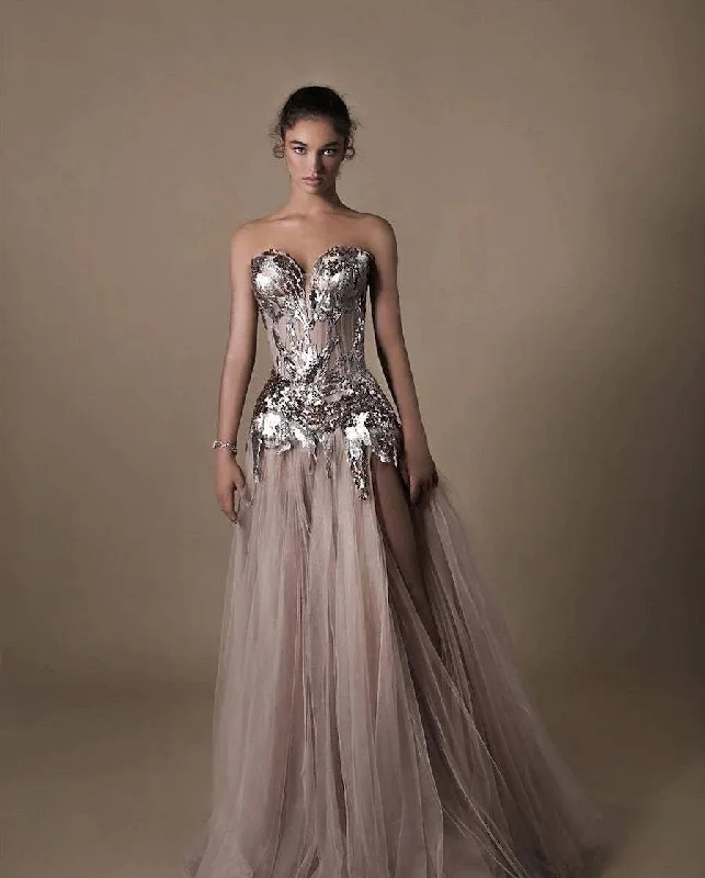 Early Access Rose Silver Evening Dress
