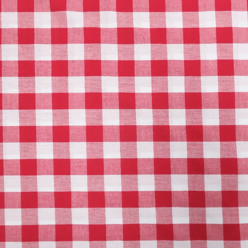 Discount Mania Red and White Gingham Cotton Blended Broadcloth
