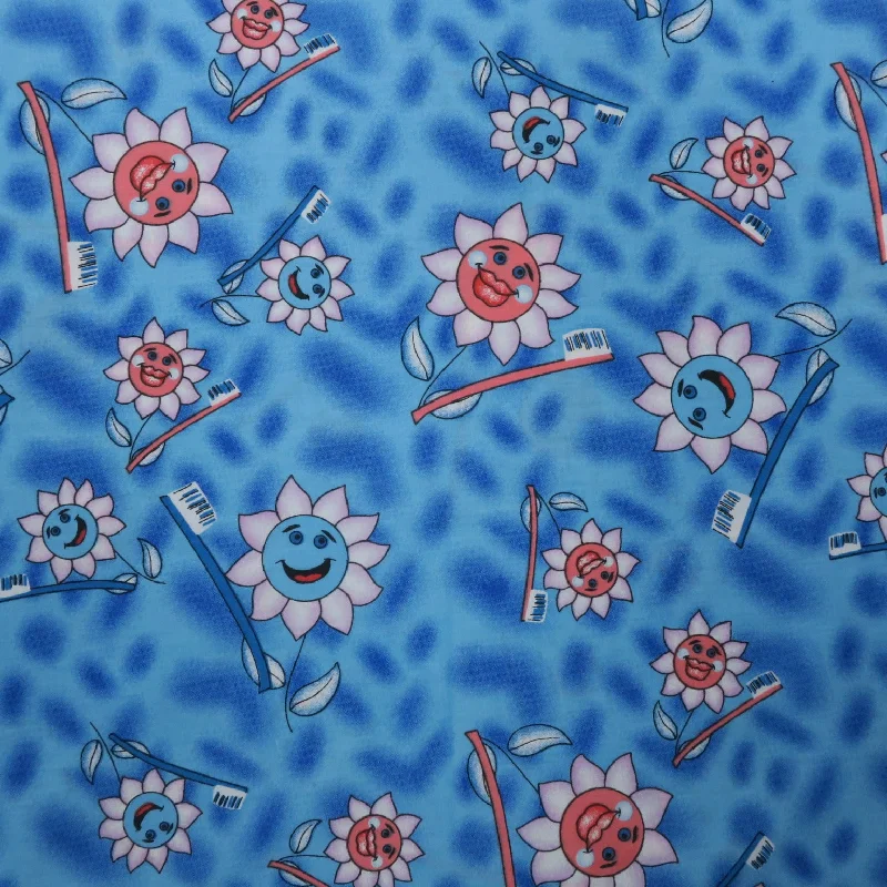 Year-End Sale Flowers and Toothbrushes Printed Cotton Blended Broadcloth