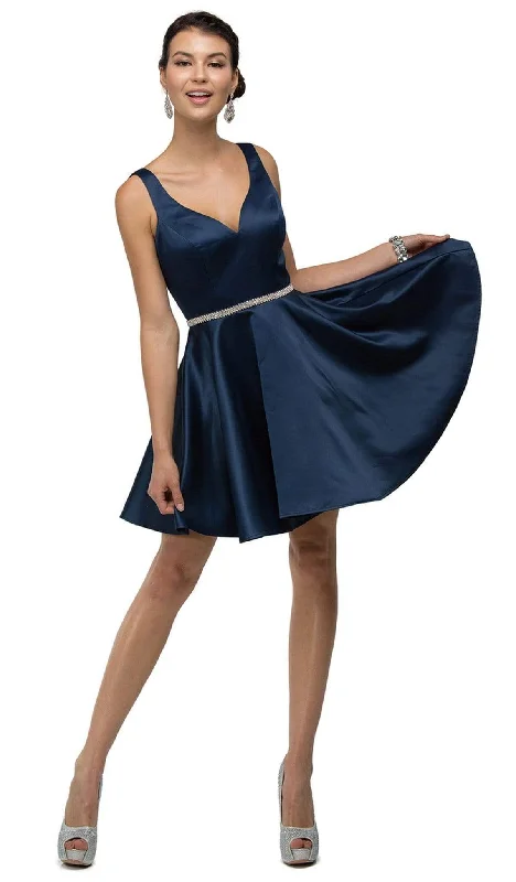 Customer Appreciation Sale Dancing Queen - 9504 Sleeveless Sweetheart Satin Bejeweled Cocktail Dress