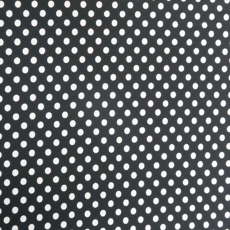 Hot Deal White Polka Dots on a Black Background Printed Spandex Stretch Fabric