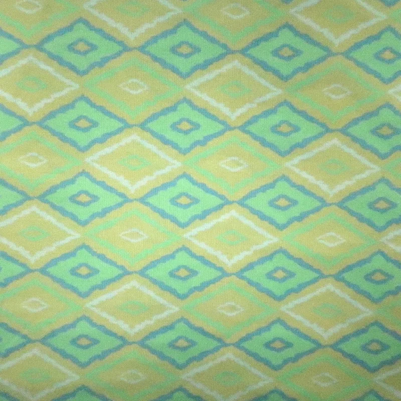 Seasonal Sale Green Diamonds on Yellow Cotton Blended Broadcloth