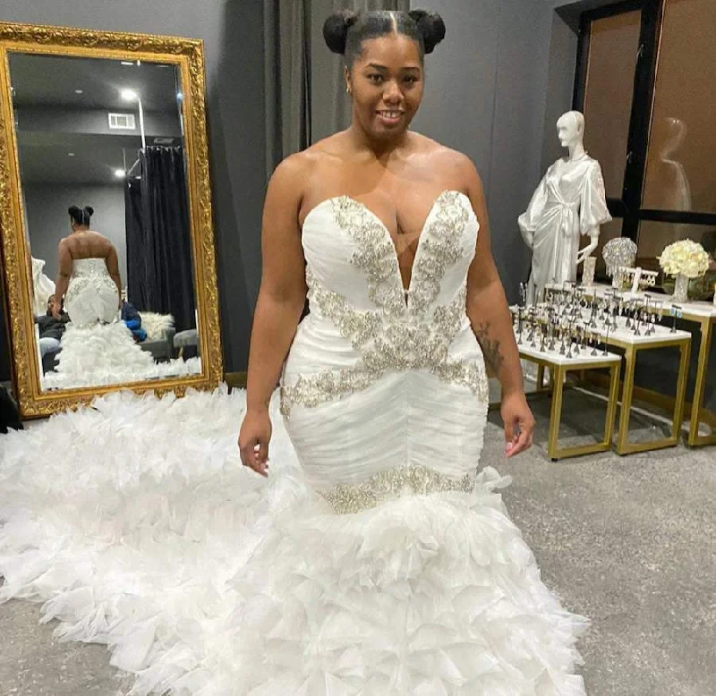 Clearance Items Mermaid Swarovski Plus Size Wedding Gown