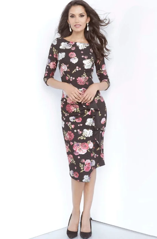 Today’s Deal Jovani - 2915 Floral Print Bateau Fitted Dress
