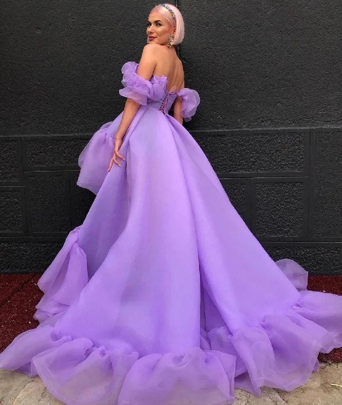 Fantastic Offers Hallie Purple Off The Shoulder Evening Dress