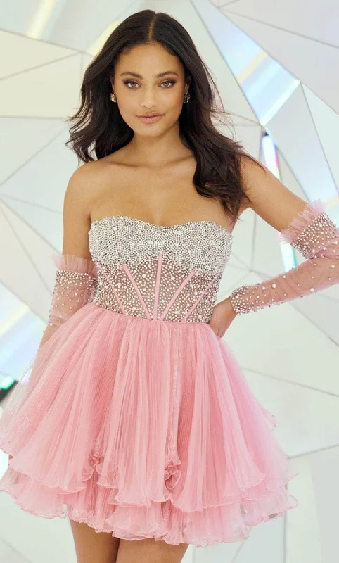 Don’t Miss Out Sherri Hill 55748 - Pearl Embellished Strapless Cocktail Dress