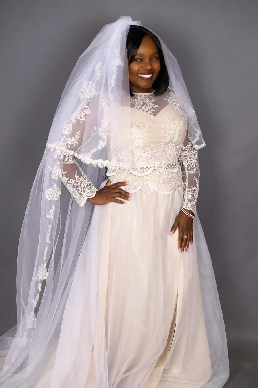 TIME-Limited Offer Beach Wedding Dress Top and Skirt Beige