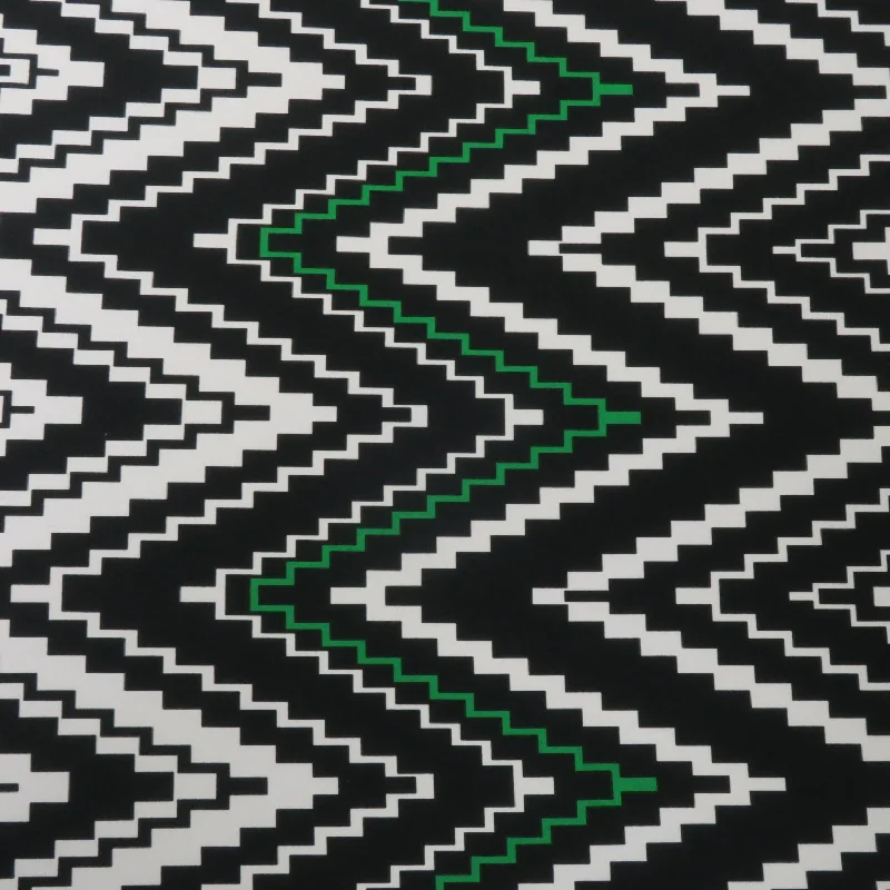 Special Savings Black, White and Green Chevron Printed Jersey Stretch Fabric