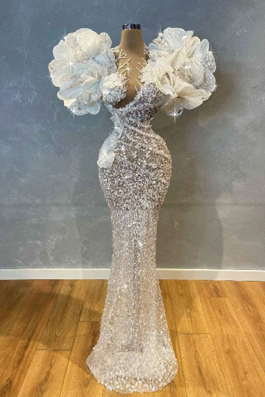 Exclusive Offers Stunning Wedding Gown with Flowers