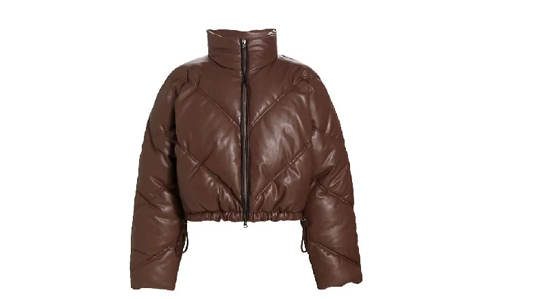 Incredible Offers A.L.C. Women's Morrison Brown Puffer Coat Jacket