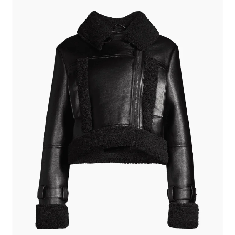 Fantastic Offers Apparis Women's Jay Faux Leather & Suede Moto Jacket, Black