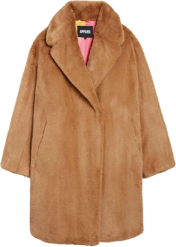 Flash Deals Apparis Women's Stella Faux Fur 3/4 Coat, Biscuit Brown