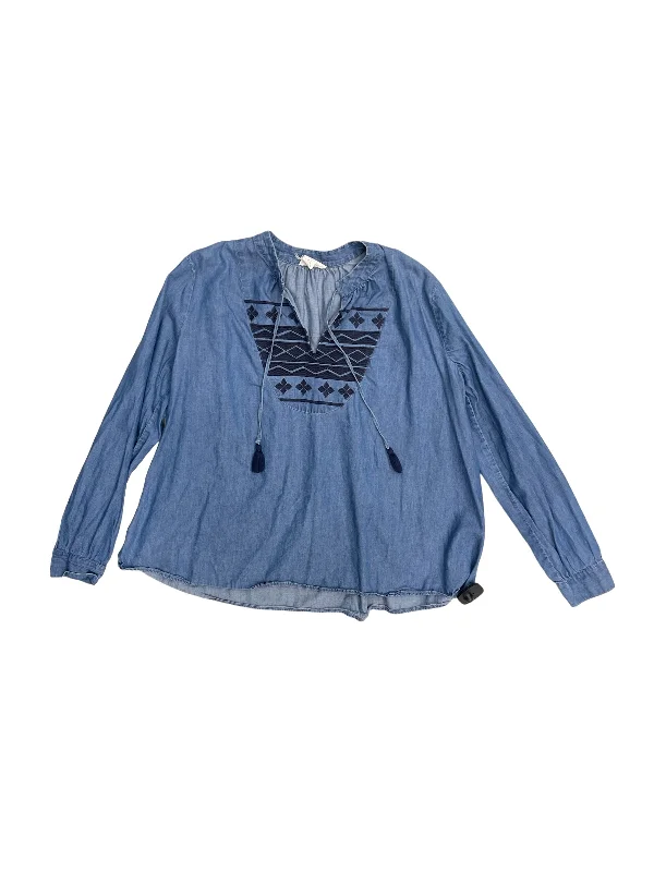 Super Savings Blue Top Long Sleeve Loft, Size S