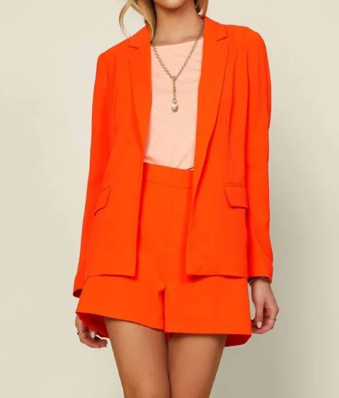 Price Cut Eco Friendly Long Sleeve Blazer In Neon Orange