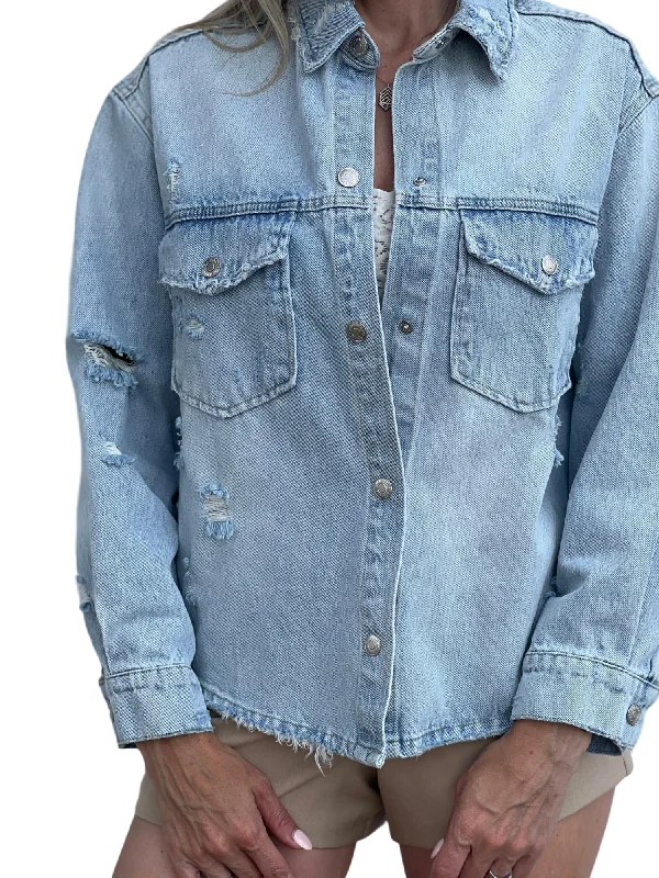 Unmissable Offer Edgy Jean Jacket In Washed Blue