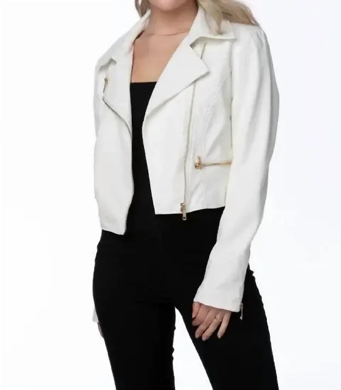 Take Advantage Fresh Fit Vegan Leather Jacket In White