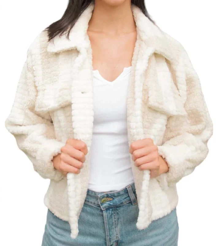 Bonus Savings Fur Jacket In Ivory And Khaki