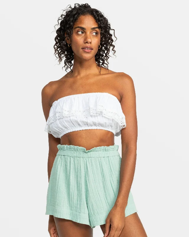 Exclusive Deal Golden Tropic Vibe Tube Top - Snow White