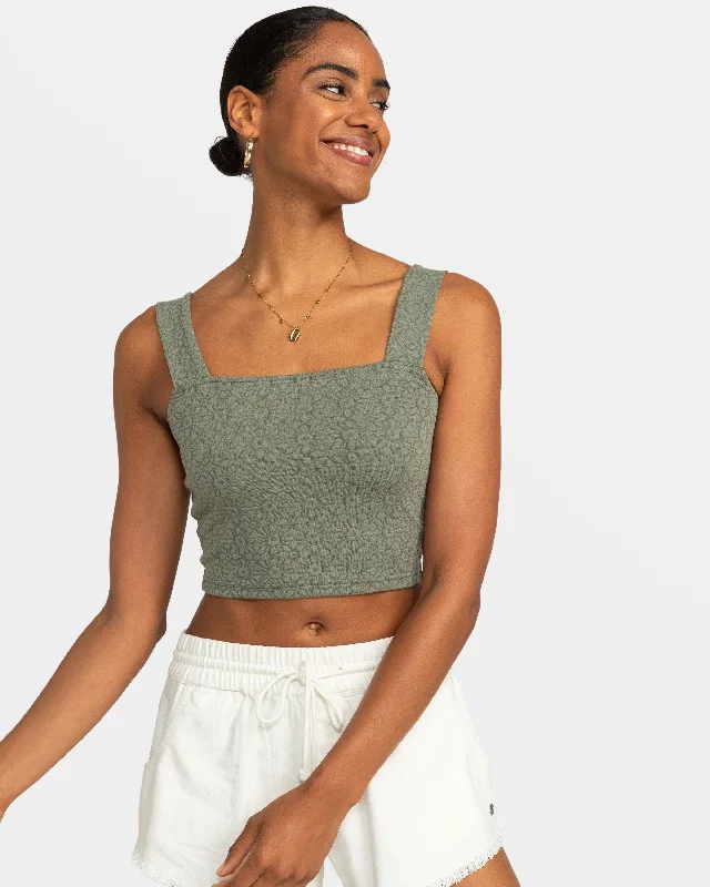 Season Finale Sale Hibiscus Roja Fitted Tank Top - Agave Green