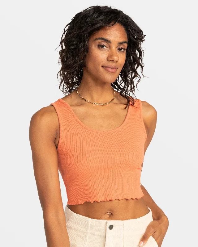 Price Cut Keep It Wavy Ribbed Tank Top - Apricot Brandy
