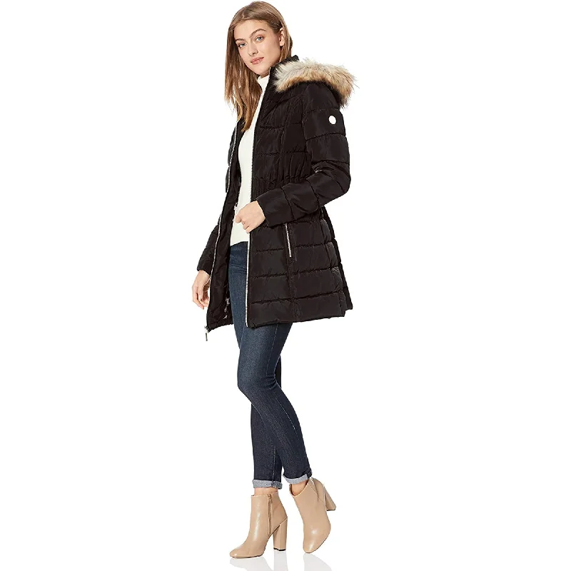 Today’s Deal Laundry by Shelli Segal Black Cinch Waist Down Puffer Hooded Coat